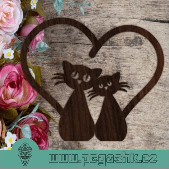 DŘEVĚNÉ SRDÍČKO - Cat Heart 19 cm - Kliknutím na obrázek zavřete
